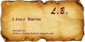 Lincz Barna névjegykártya